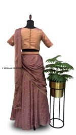 SITARA – Brocade & Chiffon Embroidered Lehenga Set - Image 3